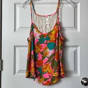 Judith March floral Tank Top Large crochet Back
